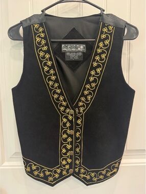 VTG Agapo Petite Collection Black Genuine Leather Vest-Small